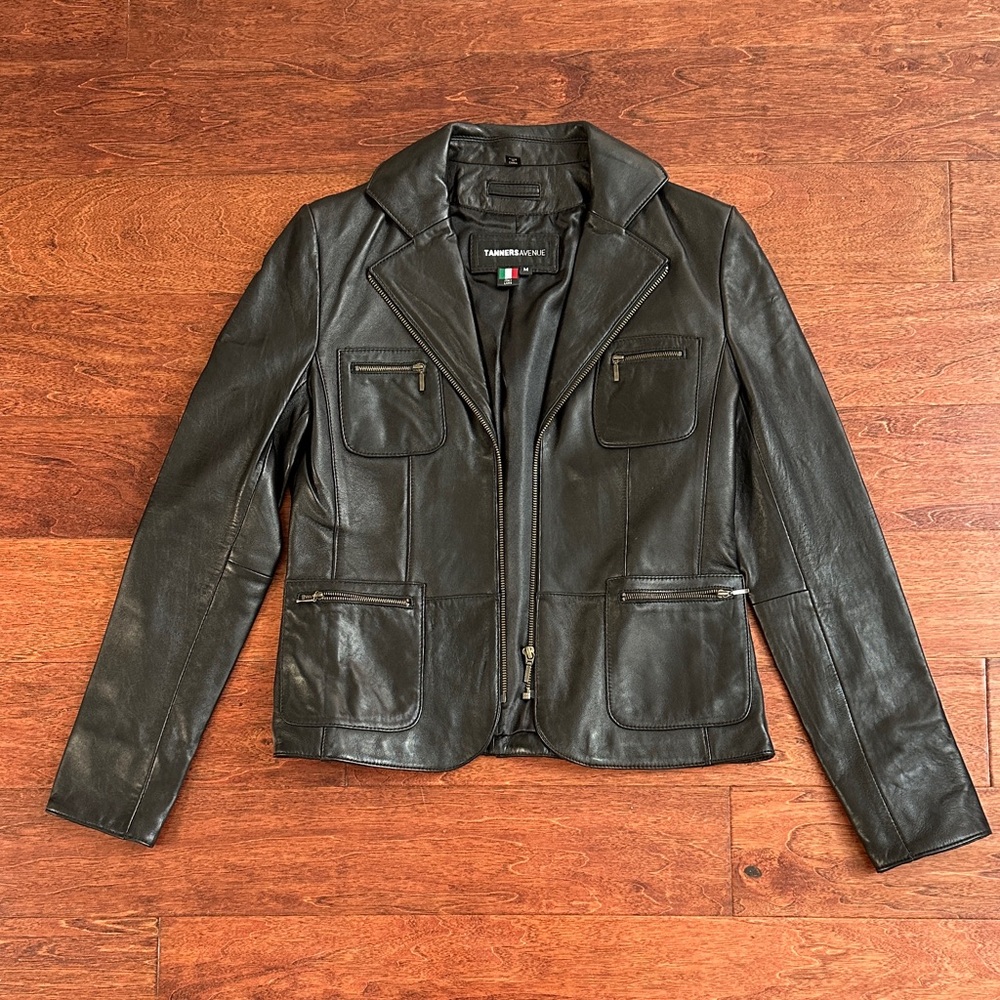 Never worn. Black Leather Jacket for Women